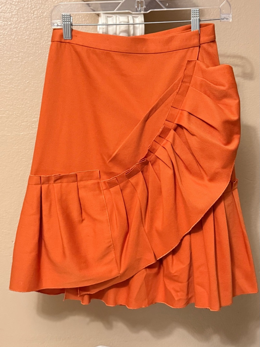 RED Valentino Orange Ruffle A-Line Skirt